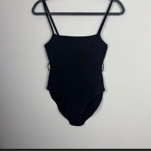 Elegant Black Ribbed Bodysuit